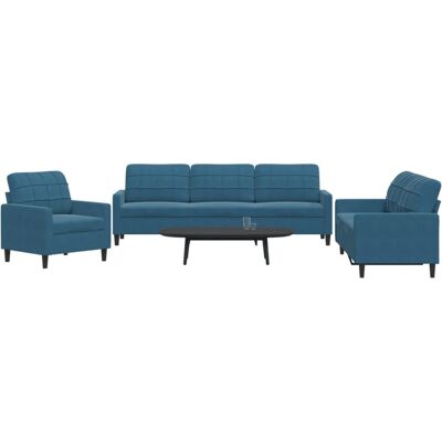 Conjunto de Sofás VidaXL - Terciopelo Azul - Sofá Conjunto Conjunto de Sofás VidaXL - Terciopelo Azul - Sofá Conjunto