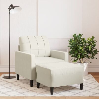 Sillón terciopelo crema Vidaxl con taburete - Sillón Sillón terciopelo crema Vidaxl con taburete - Sillón