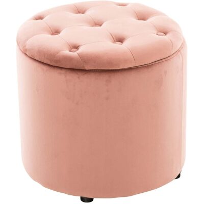 Décoshop26 Taburete puf con almacenamiento en terciopelo rosa - Mueble Décoshop26 Taburete puf con almacenamiento en terciopelo rosa - Mueble