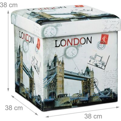 HelloShop26 - TaburetePlegable38x38London - Multicolor - 38 x 38 cm - storage ottoman HelloShop26 - TaburetePlegable38x38London - Multicolor - 38 x 38 cm - storage ottoman