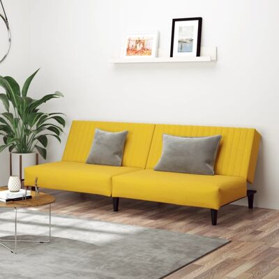 VIDAXL Sofá Cama Amarillo de Terciopelo de 2 Plazas - Sofá Cama VIDAXL Sofá Cama Amarillo de Terciopelo de 2 Plazas - Sofá Cama