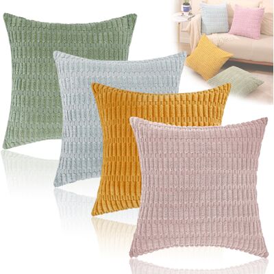 OEM Juego De 4 Fundas De Cojín, 45x45 Cm, Estampado De Rayas, Tejido Suave, Cremallera Invisible, Para Salón, Sofá, Cama. OEM Juego De 4 Fundas De Cojín, 45x45 Cm, Estampado De Rayas, Tejido Suave, Cremallera Invisible, Para Salón, Sofá, Cama.