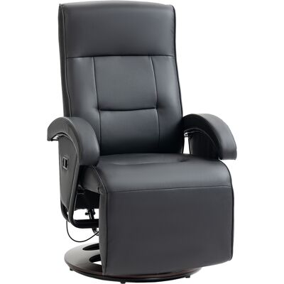 JHY DESIGN Sillón Giratorio Tapizado, Piel Sintética, Reposapiés, Base De Madera, Reclinable, Negro. JHY DESIGN Sillón Giratorio Tapizado, Piel Sintética, Reposapiés, Base De Madera, Reclinable, Negro.