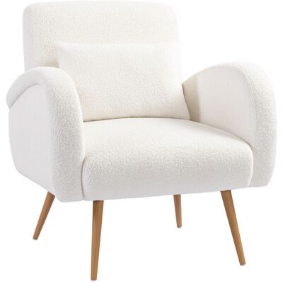 JHY DESIGN Sillón Tapizado, Funda De Felpa, Sillón Acolchado Con Cojín Lumbar, Patas De Metal, Silla De Lectura, Color Blanco Crema. JHY DESIGN Sillón Tapizado, Funda De Felpa, Sillón Acolchado Con Cojín Lumbar, Patas De Metal, Silla De Lectura, Color Blanco Crema.
