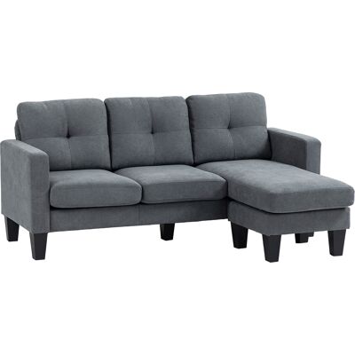 JHY DESIGN Sofá Esquinero En Forma De L Con Chaise Longue Acoplable A Ambos Lados, Tapizado, Gris Oscuro. JHY DESIGN Sofá Esquinero En Forma De L Con Chaise Longue Acoplable A Ambos Lados, Tapizado, Gris Oscuro.