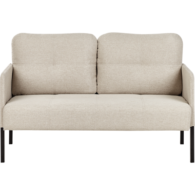 BELIANI Sofá 2 Plazas Retro Respaldo Cojines Acolchado Patas De Metal Tela Beige Lahti BELIANI Sofá 2 Plazas Retro Respaldo Cojines Acolchado Patas De Metal Tela Beige Lahti