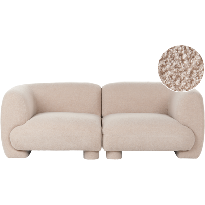 BELIANI Sofá 2 Plazas De Bouclé Modular De Perfil Bajo Con Forma Curvada Estilo Orgánico Beige Mjalbi BELIANI Sofá 2 Plazas De Bouclé Modular De Perfil Bajo Con Forma Curvada Estilo Orgánico Beige Mjalbi