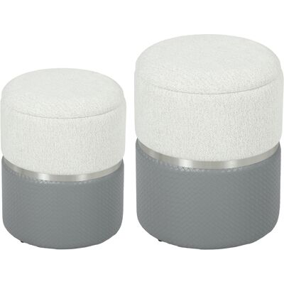 Homcom Juego De 2 Puff Almacenaje, Baúles De Almacenaje Redondos, Tapizados En Chenilla Y Pu, Asiento Acolchado, Gris Y Crema Homcom Juego De 2 Puff Almacenaje, Baúles De Almacenaje Redondos, Tapizados En Chenilla Y Pu, Asiento Acolchado, Gris Y Crema