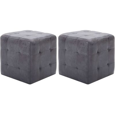 Vidaxl - Puf 2 Unidades Piel De Ante Artificial Gris 30x30x30 Cm Vidaxl - Puf 2 Unidades Piel De Ante Artificial Gris 30x30x30 Cm