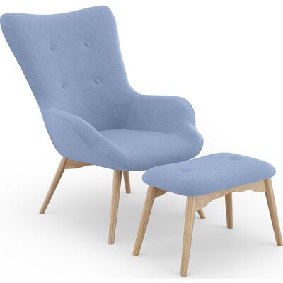 PRIVATEFLOOR Sillón Con Reposapiés - Tapizado En Lino - Huda PRIVATEFLOOR Sillón Con Reposapiés - Tapizado En Lino - Huda