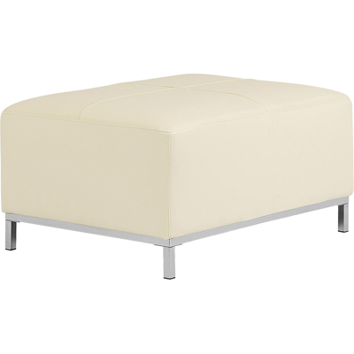 Beliani Otomana Rectangular de Cuero Beige - Reposapiés Beliani Otomana Rectangular de Cuero Beige - Reposapiés
