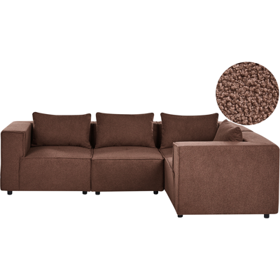 BELIANI Sofá Esquinero Izquierdo Moderno 4 Plazas Modular Tapizado De Bouclé Marrón Axebo BELIANI Sofá Esquinero Izquierdo Moderno 4 Plazas Modular Tapizado De Bouclé Marrón Axebo