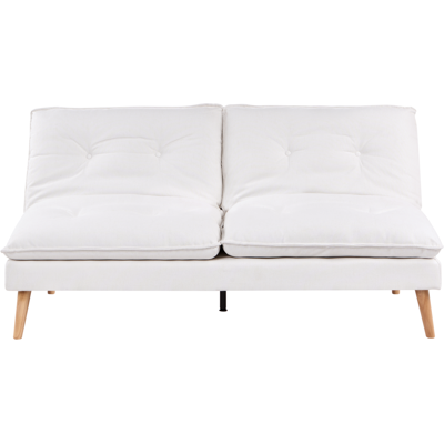 BELIANI Sofá Cama 3 Plazas Tapizado De Tela Sin Reposabrazos Mecanismo Clic Clac Para Dormir Patas De Madera Acolchado Blanco Yila BELIANI Sofá Cama 3 Plazas Tapizado De Tela Sin Reposabrazos Mecanismo Clic Clac Para Dormir Patas De Madera Acolchado Blanco Yila