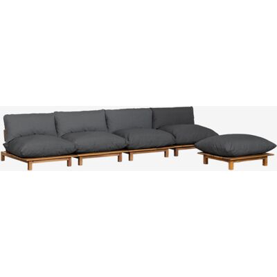 Sofá Modular Reclinable De 4 Piezas Con Puff En Madera De Acacia Brina Sklum Gris Antracita Sofá Modular Reclinable De 4 Piezas Con Puff En Madera De Acacia Brina Sklum Gris Antracita