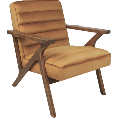 BELIANI Sillón De Estilo Retro Fabricado En Terciopelo Con Patas De Madera En Color Marrón Kisa BELIANI Sillón De Estilo Retro Fabricado En Terciopelo Con Patas De Madera En Color Marrón Kisa