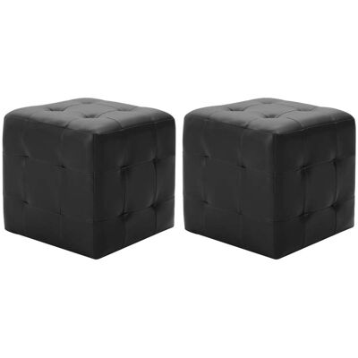Vidaxl - Puf 2 Unidades Cuero Sintético Negro 30x30x30 Cm Vidaxl - Puf 2 Unidades Cuero Sintético Negro 30x30x30 Cm
