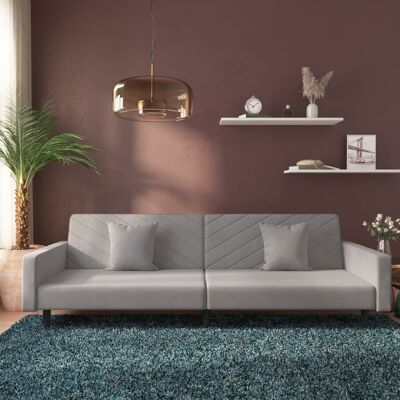 VIDAXL Sofá Cama de Terciopelo Gris Claro 2 Plazas VIDAXL Sofá Cama de Terciopelo Gris Claro 2 Plazas