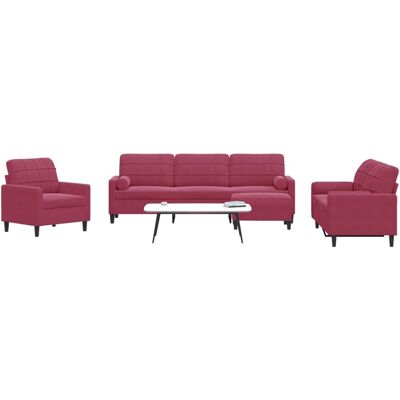 Conjunto de Sofá de Terciopelo Rojo 4 Piezas - Muebles de Sala Conjunto de Sofá de Terciopelo Rojo 4 Piezas - Muebles de Sala