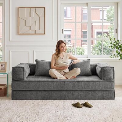 Woltu Sofá Cama Convertible, Sofá De 3 Plazas, Tejido De Chenilla Desenfundable, Con Cojines Extraíbles, Para Salón, Gris Oscuro Woltu Sofá Cama Convertible, Sofá De 3 Plazas, Tejido De Chenilla Desenfundable, Con Cojines Extraíbles, Para Salón, Gris Oscuro