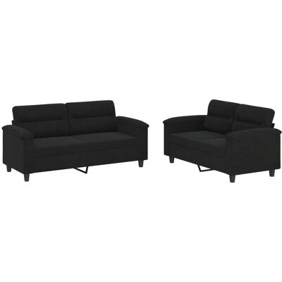 Conjunto de sofás de microfibra negra de 2 piezas vidaXL - Sofá set Conjunto de sofás de microfibra negra de 2 piezas vidaXL - Sofá set