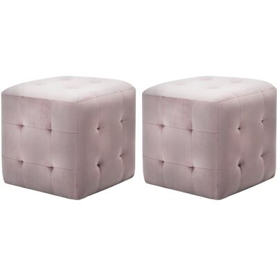 DÉCOSHOP26 Juego De 2 Pufs Reposapiés Acolchados 30 X 30 X 30 Cm Tejido Terciopelo Rosa Dec035620 DÉCOSHOP26 Juego De 2 Pufs Reposapiés Acolchados 30 X 30 X 30 Cm Tejido Terciopelo Rosa Dec035620