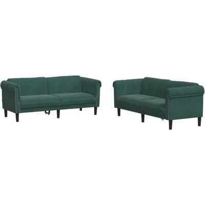 Vidaxl - Juego de Sofás Verde Oscuro Terciopelo 2/3 Plazas Vidaxl - Juego de Sofás Verde Oscuro Terciopelo 2/3 Plazas
