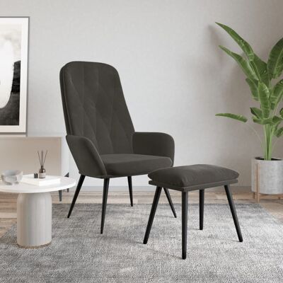 Sillón VIDAXL con Reposapiés - Terciopelo Gris - Mueble Relax Sillón VIDAXL con Reposapiés - Terciopelo Gris - Mueble Relax