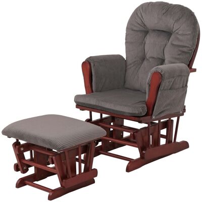 DÉCOSHOP26 Illón Mecedora Relax Con Reposapiés Tela Pana Gris Oscuro Estructura Madera De Hevea 04000967 DÉCOSHOP26 Illón Mecedora Relax Con Reposapiés Tela Pana Gris Oscuro Estructura Madera De Hevea 04000967