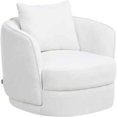 BELIANI Sillón Retro Glam Respaldo Redondo De Poliéster Giratorio Con Cojín Blanco Crema Andalen BELIANI Sillón Retro Glam Respaldo Redondo De Poliéster Giratorio Con Cojín Blanco Crema Andalen