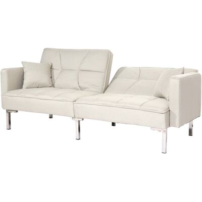 DÉCOSHOP26 Sofá Cama Convertible Con Función De Descanso Respaldo Regulable Tejido De Lino Y Madera Superficie De Descanso 170x104 Cm Beige Crema 040010168 DÉCOSHOP26 Sofá Cama Convertible Con Función De Descanso Respaldo Regulable Tejido De Lino Y Madera Superficie De Descanso 170x104 Cm Beige Crema 040010168