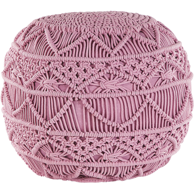 Pouf de algodón rosa KAYSERI de Beliani - Reposapiés redondo boho Pouf de algodón rosa KAYSERI de Beliani - Reposapiés redondo boho