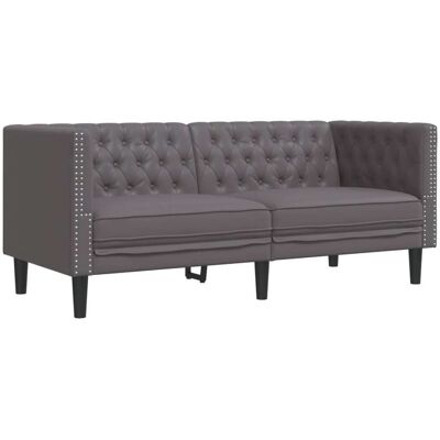 Sofá Chesterfield De 2 Plazas Cuero Artificial Gris Vidaxl Sofá Chesterfield De 2 Plazas Cuero Artificial Gris Vidaxl