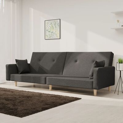 Nova Sofá Cama De 2 Plazas Con Dos Almohadas Tela Gris Oscuro Vidaxl Nova Sofá Cama De 2 Plazas Con Dos Almohadas Tela Gris Oscuro Vidaxl