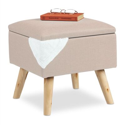 Taburete Bajo, Puff Asiento Almacenaje, Baúl Almacenamiento, 1 Ud., Madera-tela, 40x40x40 Cm, Varios Colores - Relaxdays Taburete Bajo, Puff Asiento Almacenaje, Baúl Almacenamiento, 1 Ud., Madera-tela, 40x40x40 Cm, Varios Colores - Relaxdays