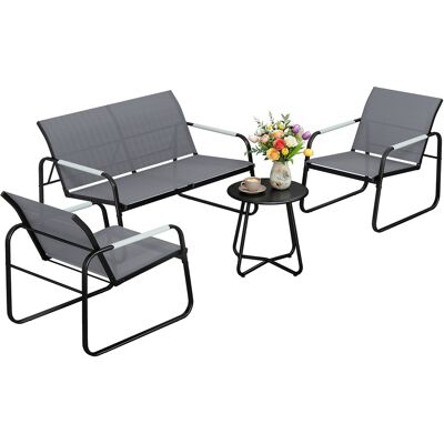 BEYAMIS Conjunto De Muebles De Jardín Para 4 Personas, Salón De Jardín Transpirable Con Sofá De 2 Plazas, 2 Sillones, Mesa Redonda De Cuerda Trenzada, Alfombra De Suelo. BEYAMIS Conjunto De Muebles De Jardín Para 4 Personas, Salón De Jardín Transpirable Con Sofá De 2 Plazas, 2 Sillones, Mesa Redonda De Cuerda Trenzada, Alfombra De Suelo.