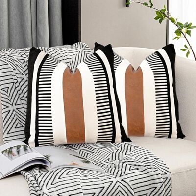 OEM Funda De Cojín Decorativa De Algodón Con Imitación De Piel De Estilo Bohemio, 61 X 61 Cm Funda De Cojín Decorativa De Lona A Rayas De Estilo Rústico, Adecuada Para Sofás, Sillones Reclinables Y Sillas OEM Funda De Cojín Decorativa De Algodón Con Imitación De Piel De Estilo Bohemio, 61 X 61 Cm Funda De Cojín Decorativa De Lona A Rayas De Estilo Rústico, Adecuada Para Sofás, Sillones Reclinables Y Sillas