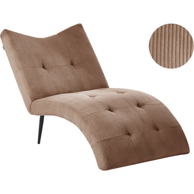 BELIANI Chaise Longue Moderna Tapizado De Pana Sin Reposabrazos Con Capitoné Sala De Estar Beige Arena Quilly BELIANI Chaise Longue Moderna Tapizado De Pana Sin Reposabrazos Con Capitoné Sala De Estar Beige Arena Quilly