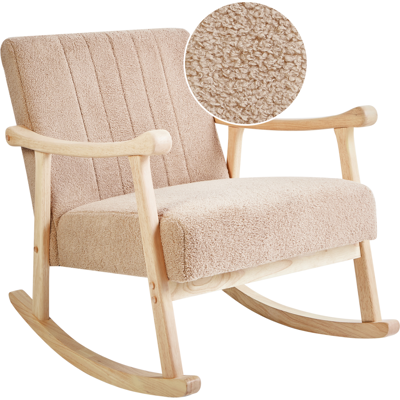 Silla mecedora retro de bouclé beige Beliani Leknes Silla mecedora retro de bouclé beige Beliani Leknes