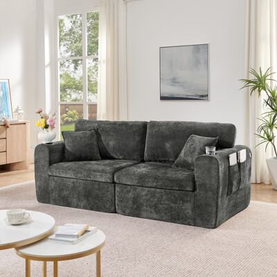 KELLANY Sofá Reclinable De 2 Plazas Para Espacios Pequeños, De Suave Tela Chenille, Equipado Con Bolsillo Lateral Para Revistas, Portavasos Y Cojines, Adecuado Para Sala De Estar, Oficina, Habitación De Invit KELLANY Sofá Reclinable De 2 Plazas Para Espacios Pequeños, De Suave Tela Chenille, Equipado Con Bolsillo Lateral Para Revistas, Portavasos Y Cojines, Adecuado Para Sala De Estar, Oficina, Habitación De Invit
