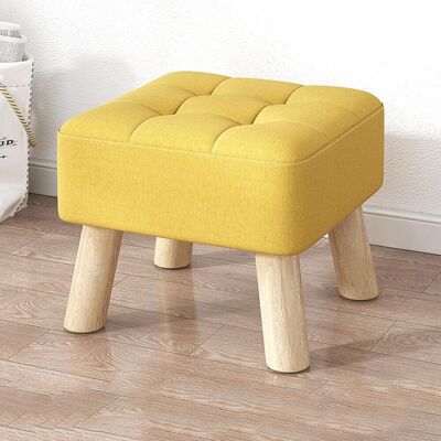 OEM Puf De Lino Para Salón Y Dormitorio, Amarillo, 30x30x34cm OEM Puf De Lino Para Salón Y Dormitorio, Amarillo, 30x30x34cm