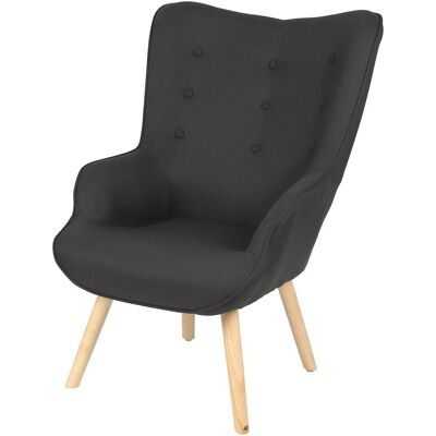 Meublorama - Sillón De Salón En Tela Negra Con Patas De Madera Colección Enjoy. Estilo Escandinavo Meublorama - Sillón De Salón En Tela Negra Con Patas De Madera Colección Enjoy. Estilo Escandinavo