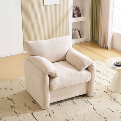MODENVIE Sillón De Salón, Asiento Ancho Y Diseño Ergonómico Con Cojines En Reposabrazos, Chenilla, Beige MODENVIE Sillón De Salón, Asiento Ancho Y Diseño Ergonómico Con Cojines En Reposabrazos, Chenilla, Beige