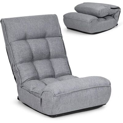Costway - Silla De Suelo Plegable Y Ajustable En 4 Posiciones, Silla Acolchada Para Juegos De Suelo, Cabezal Y Bolsillo Lateral Ajustables En 5 Posiciones, Sofá Cama Reclinable Con Respaldo Alto (gris) Costway - Silla De Suelo Plegable Y Ajustable En 4 Posiciones, Silla Acolchada Para Juegos De Suelo, Cabezal Y Bolsillo Lateral Ajustables En 5 Posiciones, Sofá Cama Reclinable Con Respaldo Alto (gris)