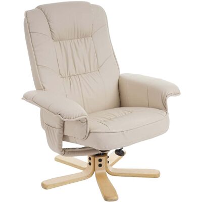 Décoshop26 - Sillón Relax En Sintético Color Crema, Base De Madera, Asiento Giratorio Fal04029 Décoshop26 - Sillón Relax En Sintético Color Crema, Base De Madera, Asiento Giratorio Fal04029