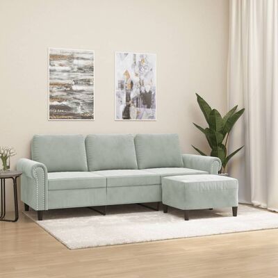 Sofá de terciopelo de 3 plazas con taburete VIDAXL - Sofá de 3 plazas con taburete Sofá de terciopelo de 3 plazas con taburete VIDAXL - Sofá de 3 plazas con taburete