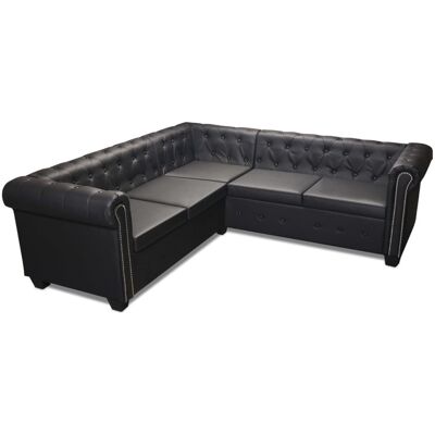 HELLOSHOP26 Sofá Esquinero Chesterfield De 5 Plazas En Piel Sintética Negra 020019699 HELLOSHOP26 Sofá Esquinero Chesterfield De 5 Plazas En Piel Sintética Negra 020019699
