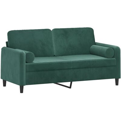 Sofá de terciopelo verde oscuro de 2 plazas con cojines vidaXL Sofá de terciopelo verde oscuro de 2 plazas con cojines vidaXL
