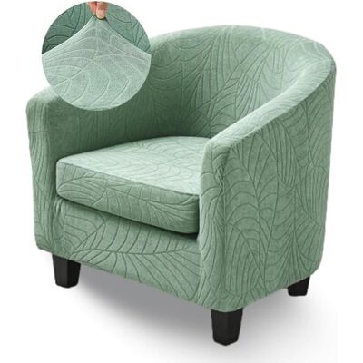 Funda De Dos Piezas Para Sillón Chesterfield Cabriolet Jssevn-1, Tejido Jacquard Verde, Elástica, Fácil De Quitar Y Antideslizante. Funda De Dos Piezas Para Sillón Chesterfield Cabriolet Jssevn-1, Tejido Jacquard Verde, Elástica, Fácil De Quitar Y Antideslizante.