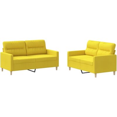 vidaXL Juego de Sofás Tela Amarillo Claro - Conjunto 2 Piezas vidaXL Juego de Sofás Tela Amarillo Claro - Conjunto 2 Piezas