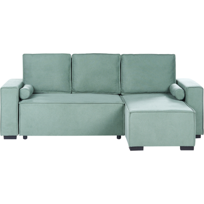 BELIANI Sofá Cama Moderno 3 Plazas Con Chaise Longue Izquierdo Reposabrazos Espacio De Almacenaje Reversible Verde Claro Edane BELIANI Sofá Cama Moderno 3 Plazas Con Chaise Longue Izquierdo Reposabrazos Espacio De Almacenaje Reversible Verde Claro Edane